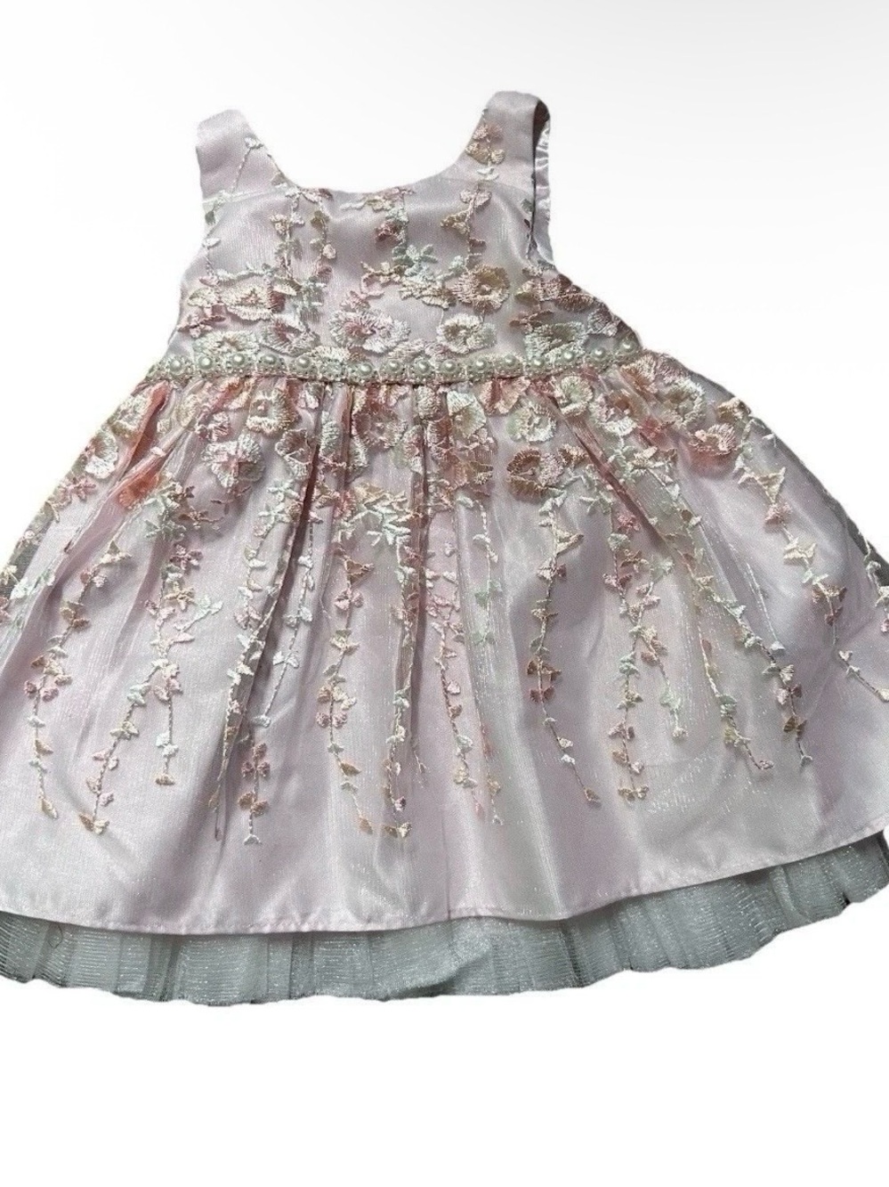 Toddler Girl American Princess Formal Pink Embroidered Dress Size 24 Months
